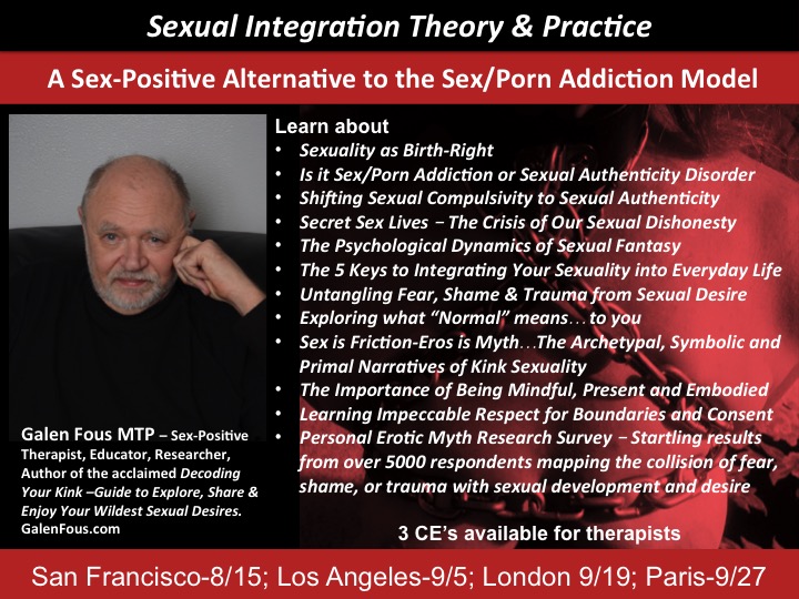 Is the Problem Sex/Porn Addiction or Fear of Sexual Honesty – Sexual Integration Theory and Practice – A Sex-Positive Alternative to Sex/Porn Addiction Therapy – London 9/19